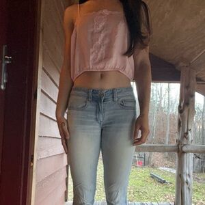 BP Light Wash Women's Blush Pink Camisole Cropped Tank Top NWT